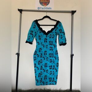 Blue voodoo vixen pencil skirt dress